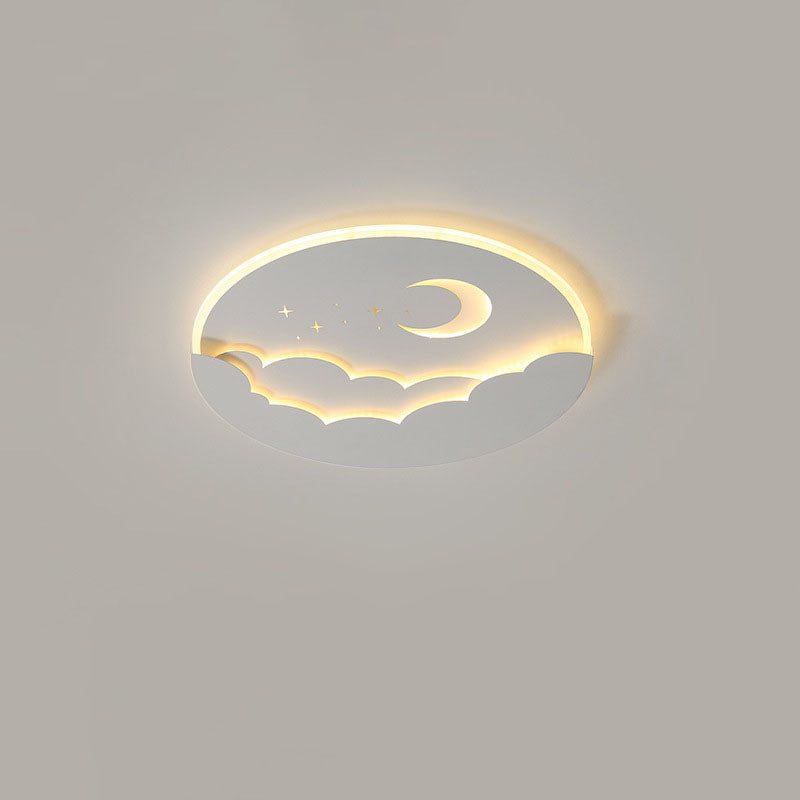 Moderne Einfachheit Runde Mond Eisen Aluminium Acryl LED Deckenleuchte für Schlafzimmer 