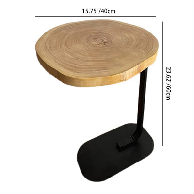 Traditioneller japanischer runder Jahresring-Holz-Eisentisch für das Wohnzimmer 