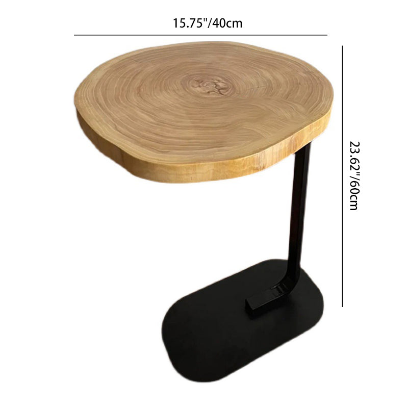 Traditioneller japanischer runder Jahresring-Holz-Eisentisch für das Wohnzimmer 