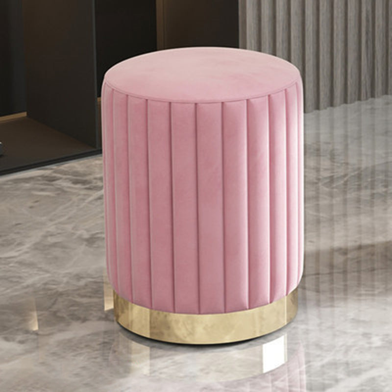 Tabouret de coiffeuse moderne minimaliste rond en velours avec base en métal pour chambre 