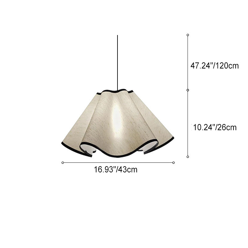 Traditional Japanese Metal Fabric Irregular Wave 1-Light Pendant Light For Dining Room