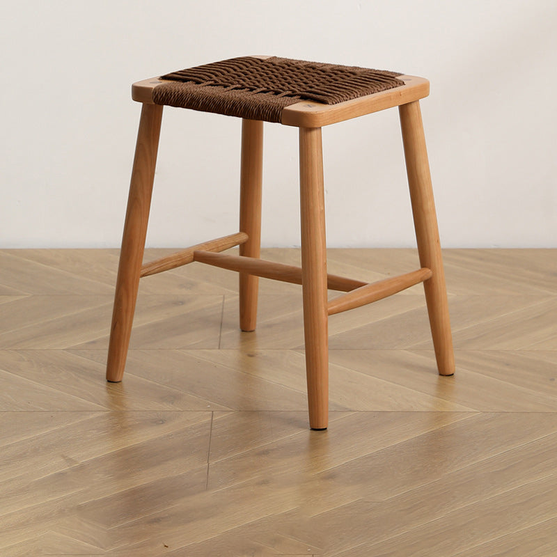 Tabouret de bar rectangulaire en corde tissée en bois traditionnel japonais pour salle à manger 