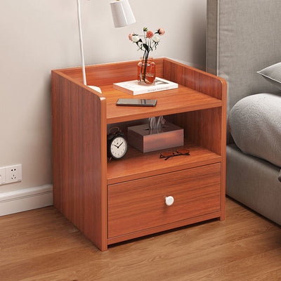 Table de chevet rectangulaire minimaliste moderne en panneau de densité avec 1/2/3 tiroirs pour chambre à coucher 