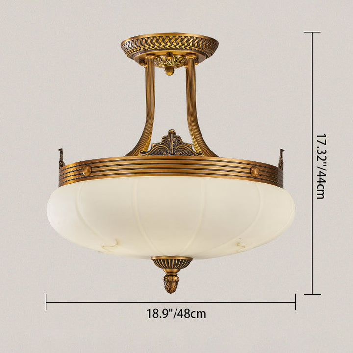 Luz de techo semiempotrada redonda de 4/5/6 luces de vidrio de cobre glamour dorado europeo 
