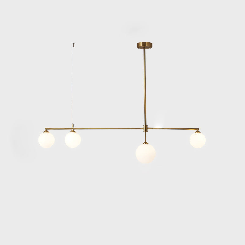 Zeitgenössische nordische Kupferglaskugel-Streifen-Kronleuchter mit 4/5 Lichtern für Esszimmer 