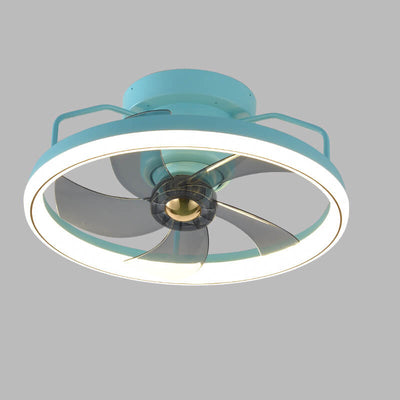 Modern Minimalist Circle Ring Acrylic Shade LED Semi-Flush Mount Ceiling Fan Light