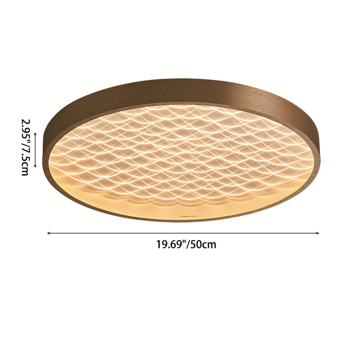 Lumière de plafond affleurante LED en aluminium acrylique ondulé rond contemporain pour chambre 