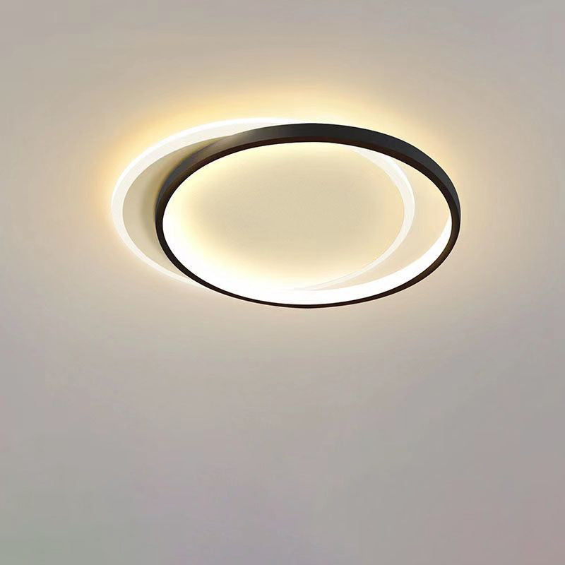 Moderna Minimalista Dos Redondas de Aluminio Hierro Acrílico Silicona LED Luz de Techo Empotrada para Dormitorio 