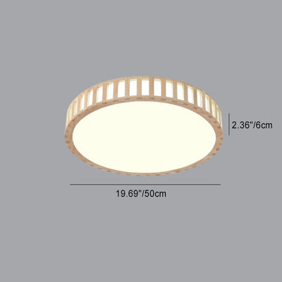 Moderne unbedeutende runde hölzerne Acryl-LED-Unterputz-Deckenleuchte für Schlafzimmer 