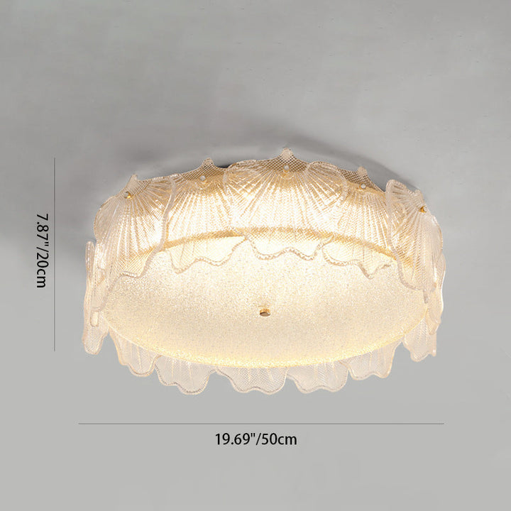 Moderne minimalistische Creme Runde Blatt Hardware Glas LED Unterputz Deckenleuchte für Wohnzimmer 