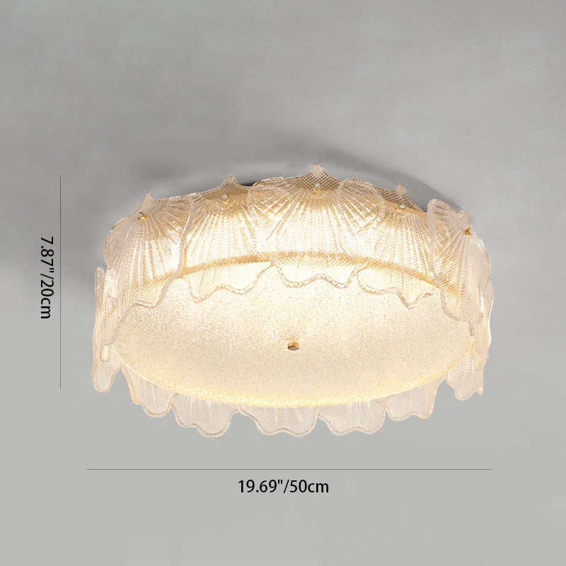 Luz de techo empotrada LED de vidrio con hardware de hoja redonda minimalista moderna de crema para sala de estar 