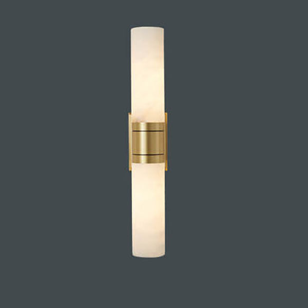 Moderne Mid-Century Marmor Säulen Kupfer 2-Licht Wandleuchte für Wohnzimmer 