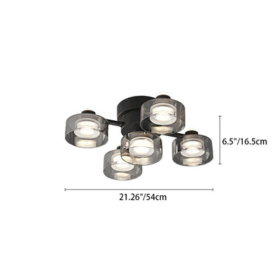 Moderne minimalistische runde Kupfer Acrylglas LED Semi-Flush Mount Deckenleuchte für Wohnzimmer 