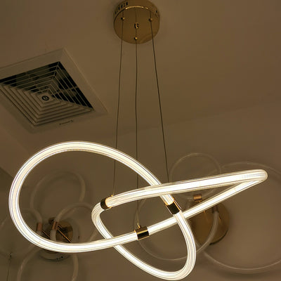 Nordic Creative Acrylic Bending Tube Island Light LED Chandelier