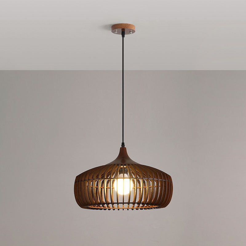 Lanterne ronde vintage traditionnelle en bois 1 lumière pour salon 