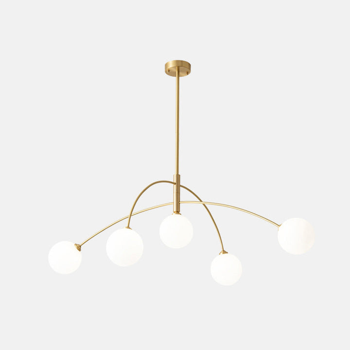 Plafonnier moderne minimaliste à ligne courbe en fer et verre à 5 lumières pour salon 