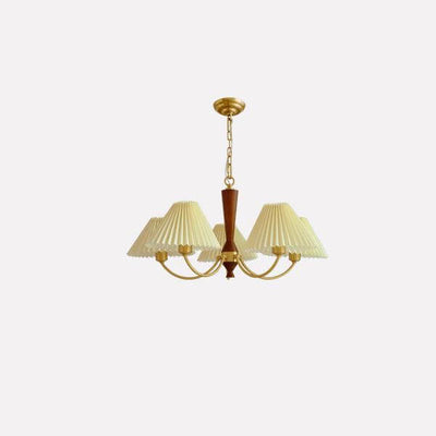 Zeitgenössischer nordischer Retro-Kronleuchter aus Vollkupfer mit Falten, 3/5-Licht für das Wohnzimmer 