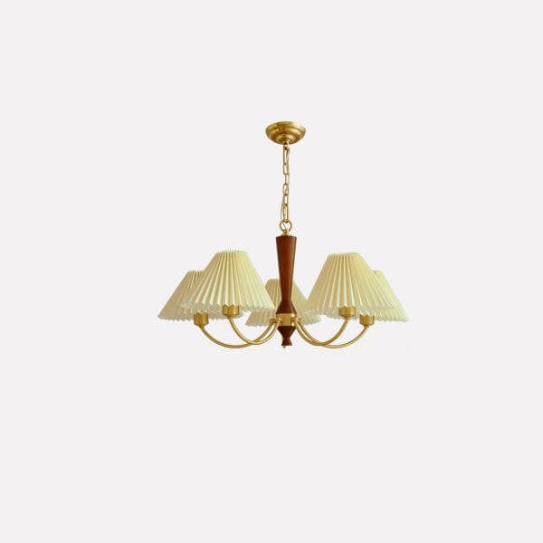Zeitgenössischer nordischer Retro-Kronleuchter aus Vollkupfer mit Falten, 3/5-Licht für das Wohnzimmer 