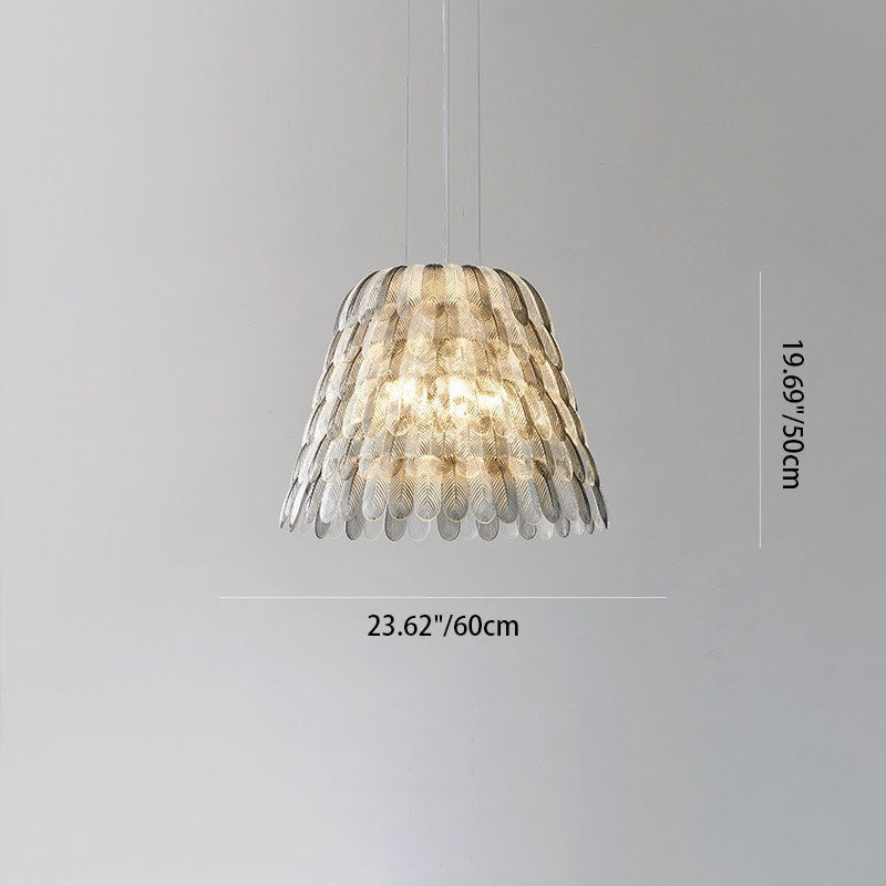 Modern Art Deco Imitation Feather Tiered Acrylic Shade 1/5-Light Pendant Light For Bedroom