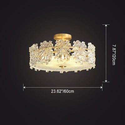 Plafonnier moderne minimaliste rond en verre et cuivre 4/6 pour salon 