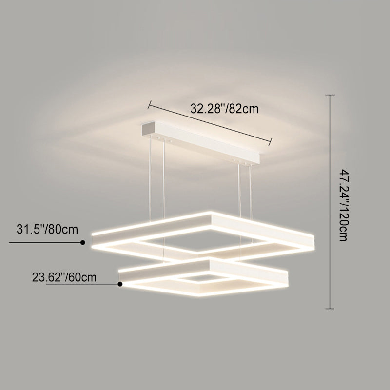 Araña de hierro cuadrada LED minimalista moderna para sala de estar 