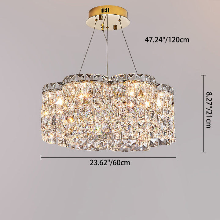 Moderne minimalistische Blume Edelstahl Kristall LED Kronleuchter für Wohnzimmer 