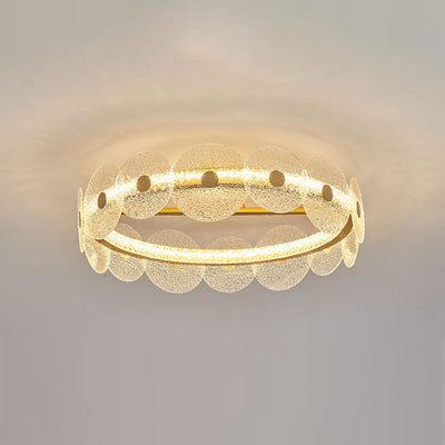 Plafonnier LED semi-encastré en verre et acrylique, matériel rond de luxe moderne, en acier inoxydable, pour salon 