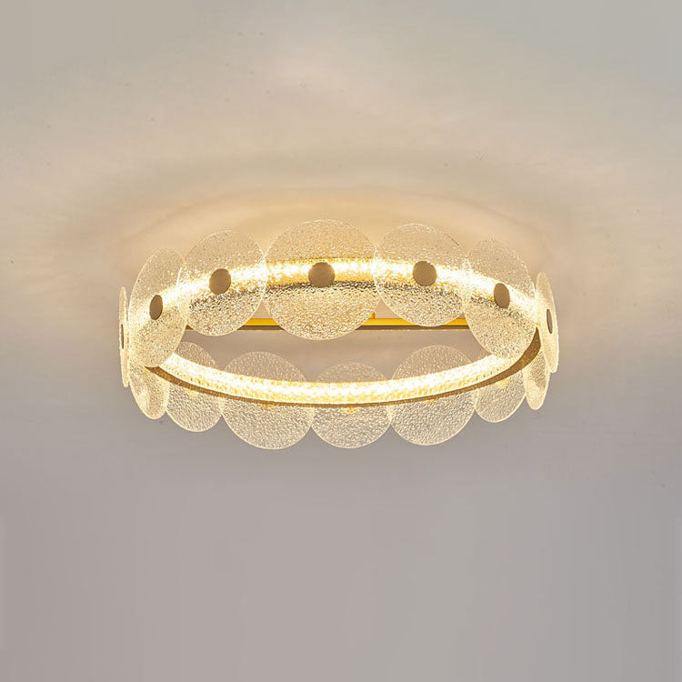 Plafonnier LED semi-encastré en verre et acrylique, matériel rond de luxe moderne, en acier inoxydable, pour salon 