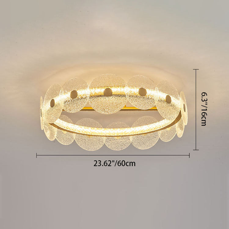 Plafonnier LED semi-encastré en verre et acrylique, matériel rond de luxe moderne, en acier inoxydable, pour salon 