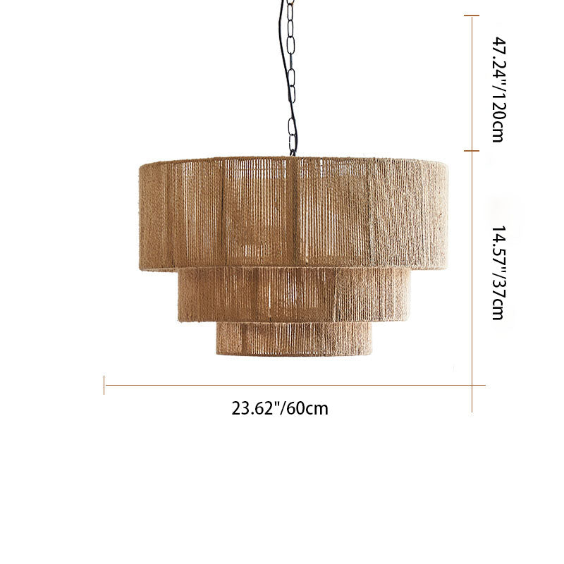 Contemporary Boho Iron Twine Round 3-Light Pendant Light For Dining Room