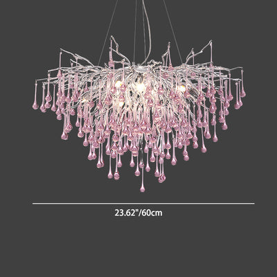 Moderne Luxus Kristall Glas Aluminium Zweig Wasser Tropfen 6/8/10/14 Kronleuchter Für Esszimmer 