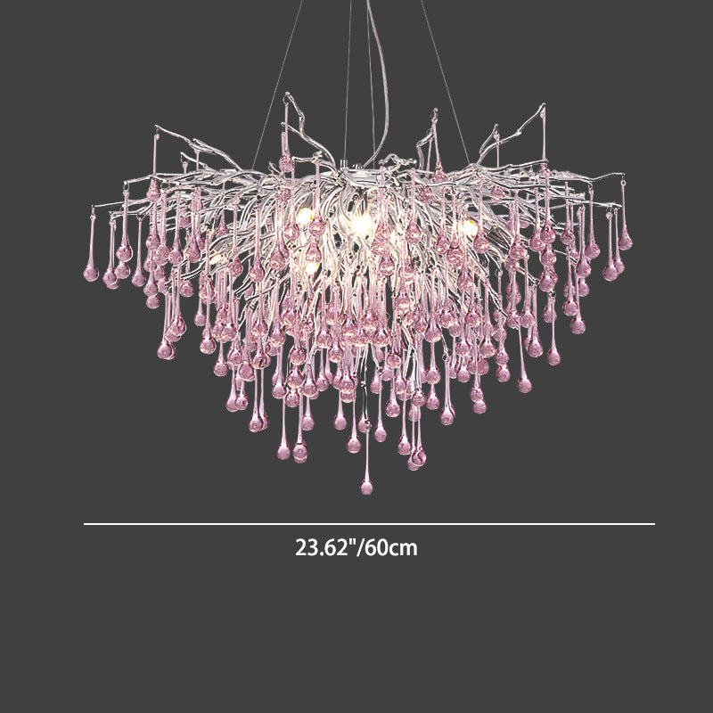 Moderne Luxus Kristall Glas Aluminium Zweig Wasser Tropfen 6/8/10/14 Kronleuchter Für Esszimmer 