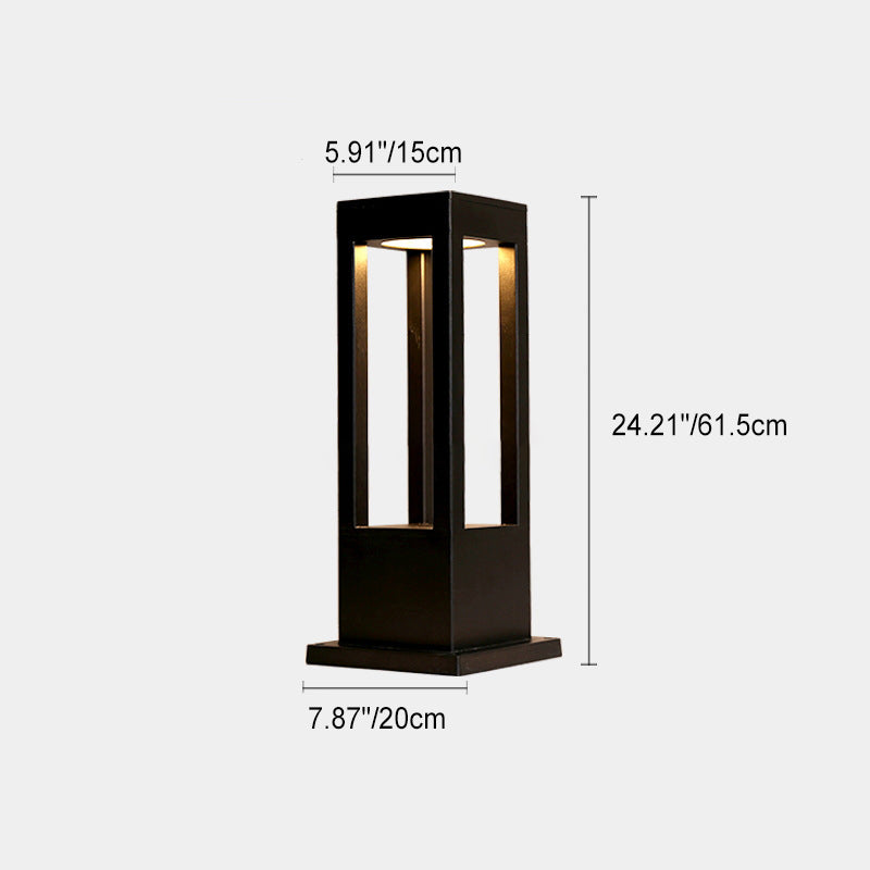Luz de paisaje de césped LED de columna geométrica cuadrada hueca minimalista moderna para patio exterior 