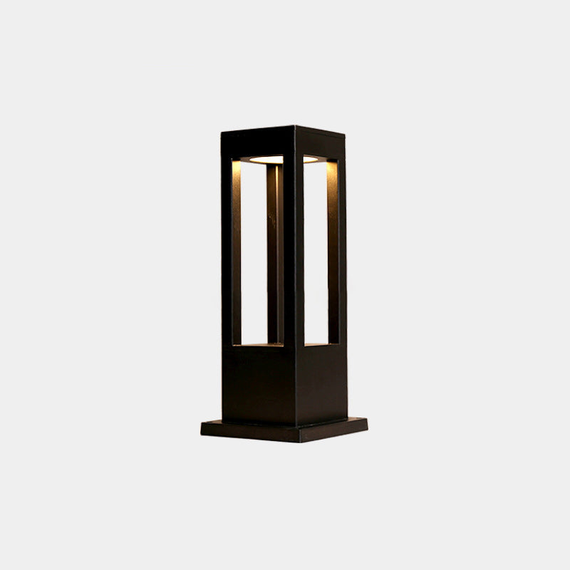 Luz de paisaje de césped LED de columna geométrica cuadrada hueca minimalista moderna para patio exterior 