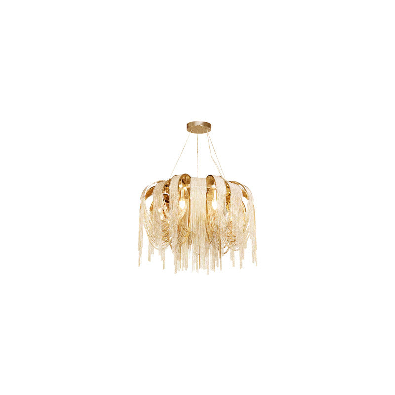 Modern Luxury Iron Aluminum Chain Tassel 6/8/10/12/15 Light Chandeliers For Hallway