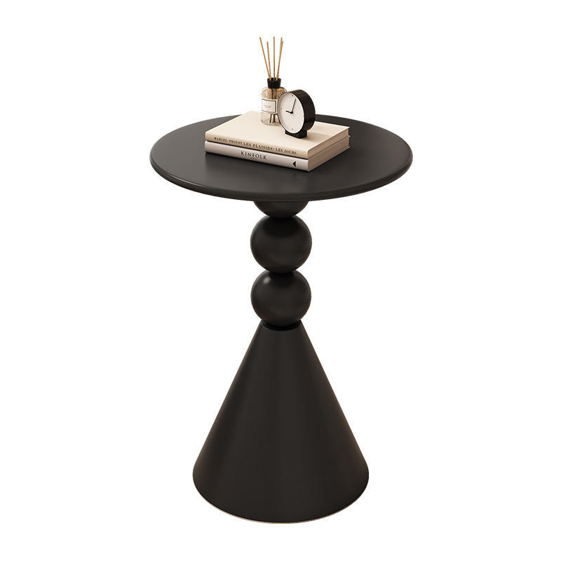 Mesa de café de hierro con base geométrica redonda minimalista moderna para sala de estar 