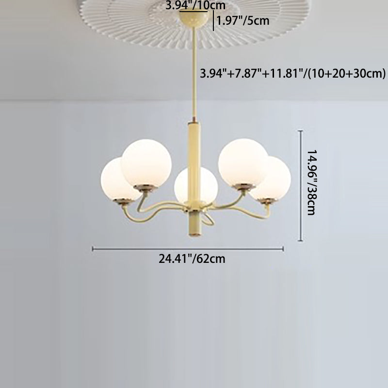 Moderner Mid-Century runder Kronleuchter aus Eisenglas mit 3/5/8 Lichtern für Schlafzimmer 