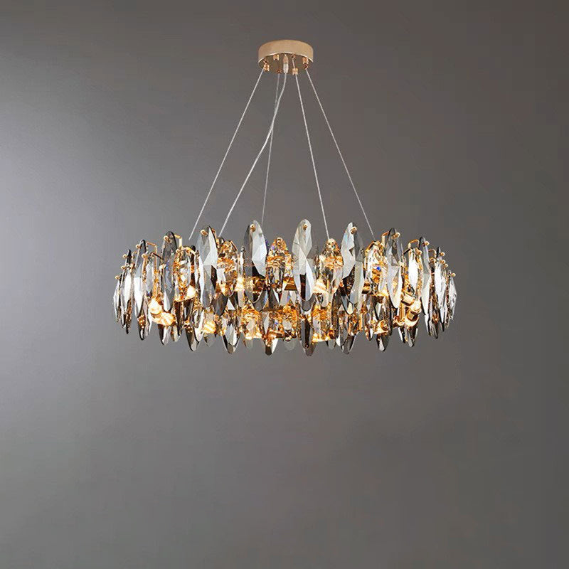 Lustre ovale moderne en cristal et fer avec 5/6/10 lumières pour salon 