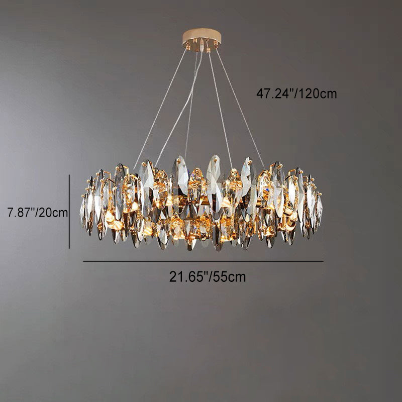 Lustre ovale moderne en cristal et fer avec 5/6/10 lumières pour salon 