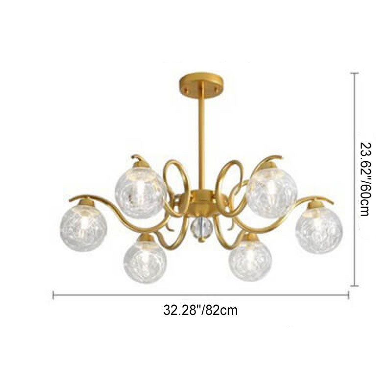 Nordic Light Luxury Magic Bean Glass Gold Branch 6/8/10 Light Chandelier