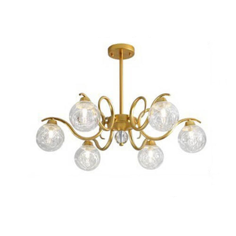 Nordic Light Luxury Magic Bean Glass Gold Branch 6/8/10 Light Chandelier