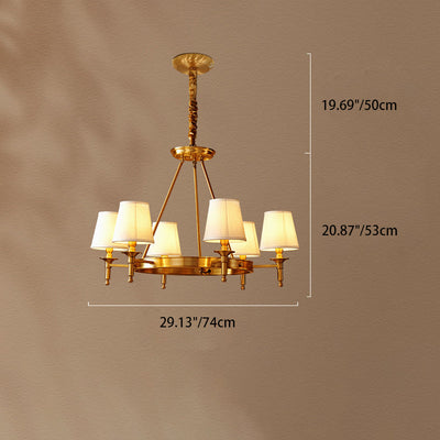 Moderne Luxus Runde Leuchter Kupfer Stoff 5/6/8/10 Licht Kronleuchter Für Wohnzimmer 