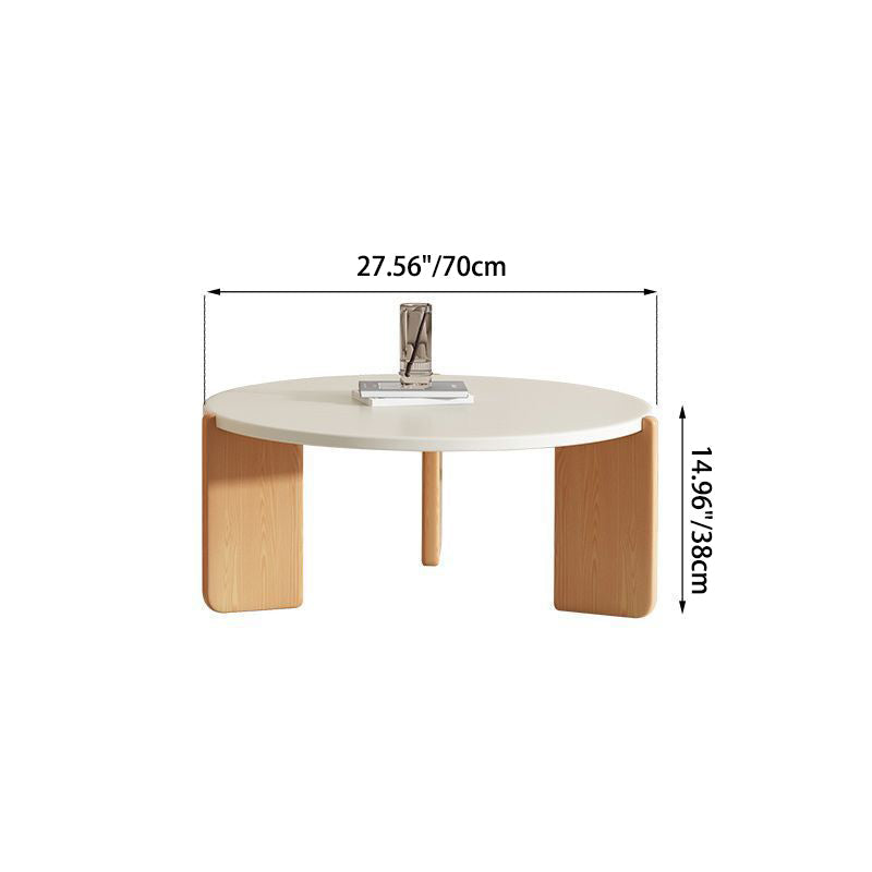 Moderner minimalistischer runder Kaffeetisch aus Faserplatte und Massivholz für das Wohnzimmer 