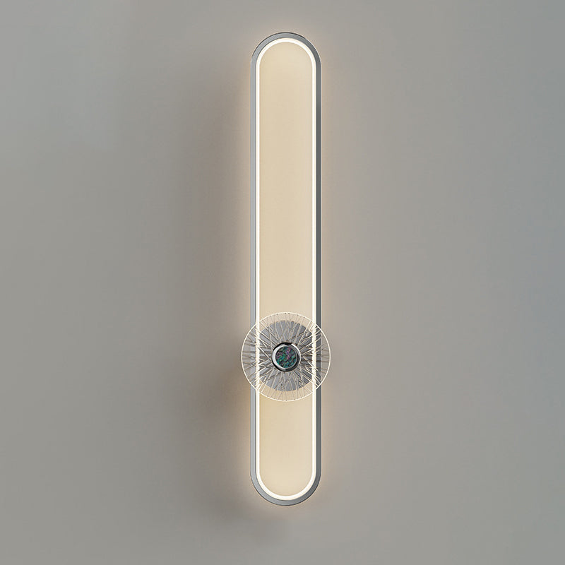 Moderne minimalistische lange ovale Hardware Aluminium LED Wandleuchte Lampe für Wohnzimmer 