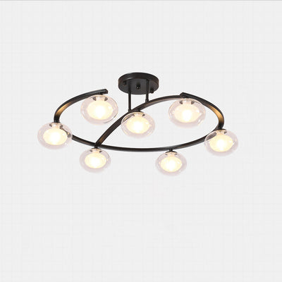 Zeitgenössischer Luxus-Hardware-Rahmen Glaskugelschirm 7-Licht Kronleuchter für Schlafzimmer 