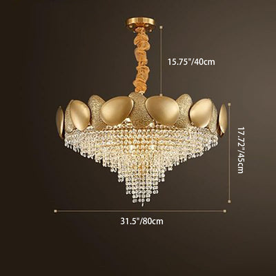 Lustre moderne de luxe en acier inoxydable avec cadre en titane et perles de cristal à 11/15 lumières pour salon 