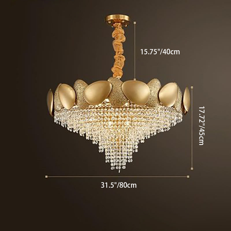 Lustre moderne de luxe en acier inoxydable avec cadre en titane et perles de cristal à 11/15 lumières pour salon 