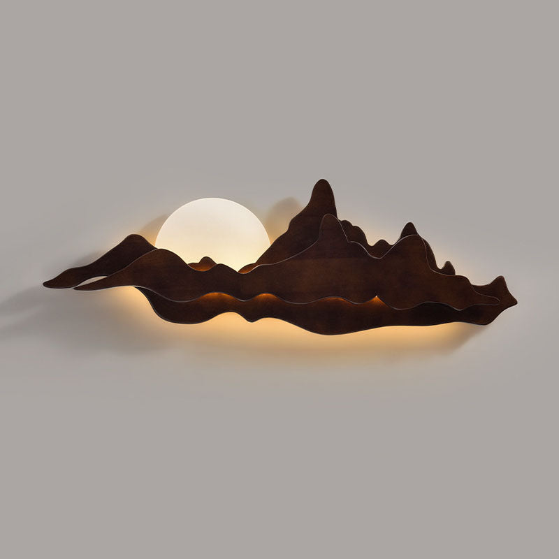 مصباح حائط LED بتصميم المناظر الطبيعية الخشبية الصينية التقليدية لغرفة المعيشة 
