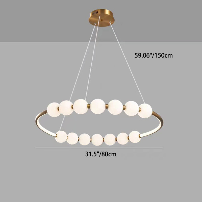 Lustre LED en aluminium et verre rond minimaliste moderne pour salon 