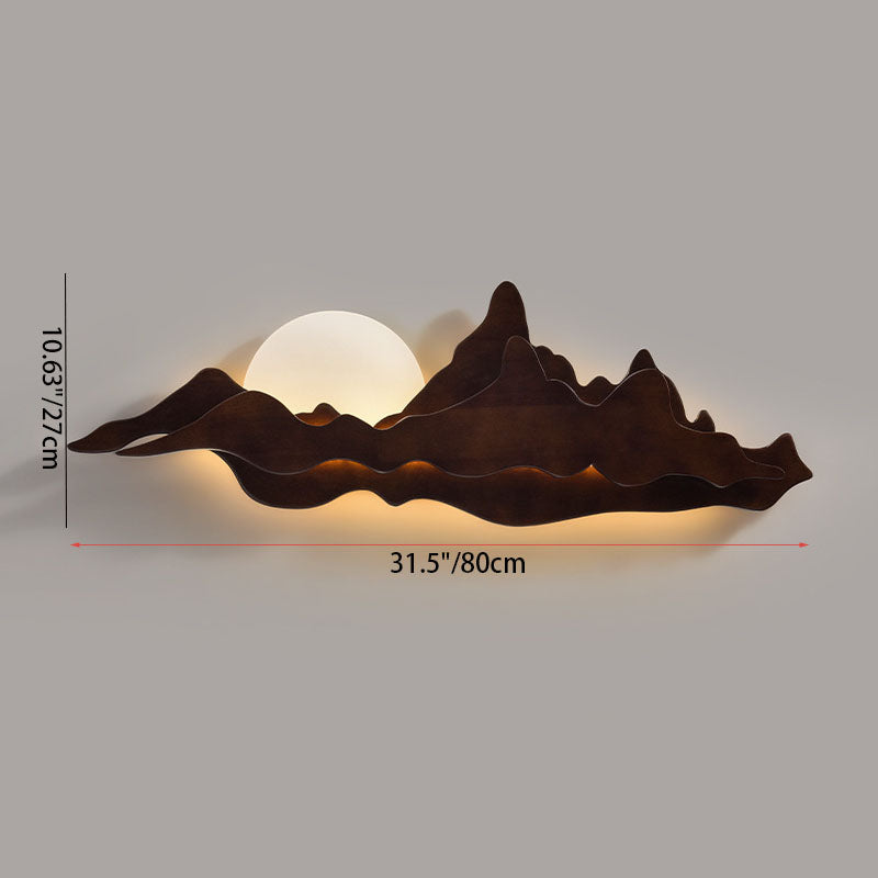 Lámpara de Aplique de Pared LED de Paisaje de Madera China Tradicional para Sala de Estar 